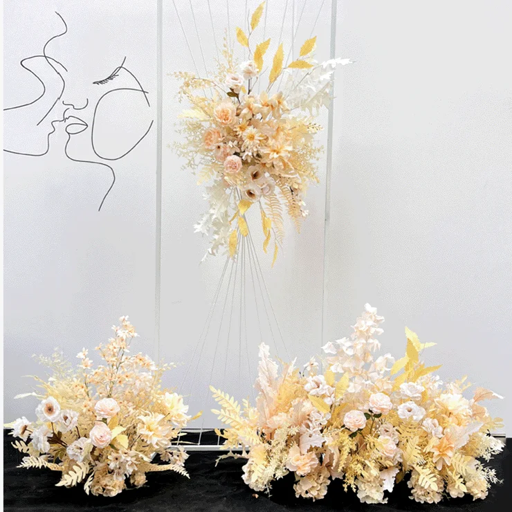 Wholesale Dark Light Champagne Flower Decoration Stand Flower Hotel Party Holiday Events Supplies