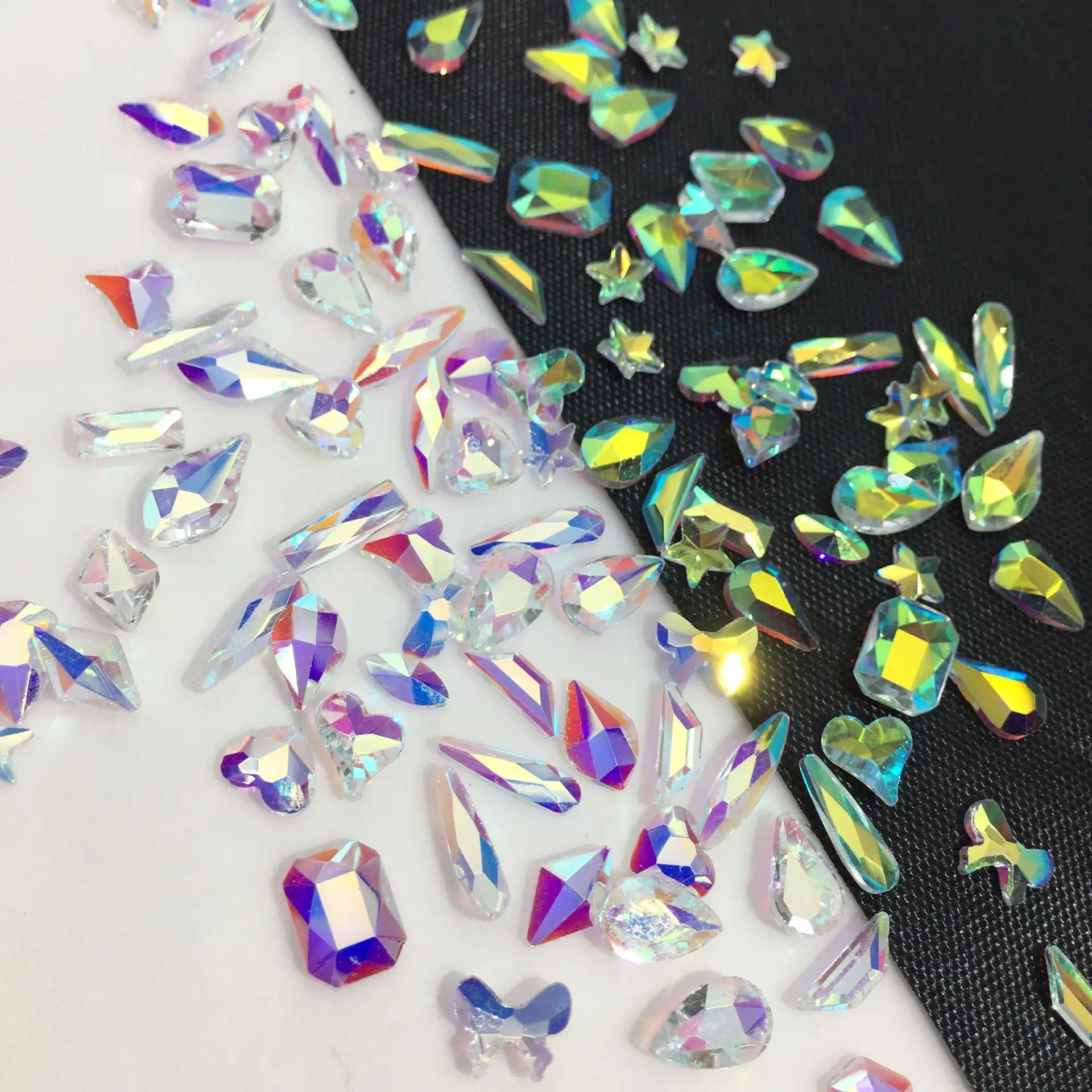 Ice Aurora Fantasy Transparent AB Diamond Shiny Glass Crystal Rhinestone Charms Nail Art Decoration Flatback Bottom Gemstones