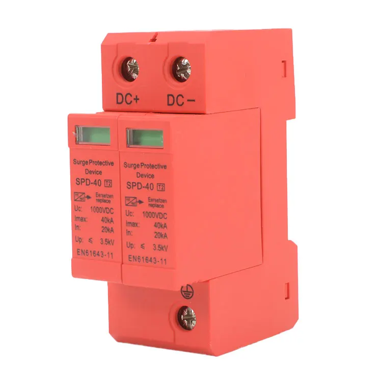 New DC Spd surge protector 2Pole 1000V 20KA-40KA Dc Surge Protector Lightning Protection Device For Solar System