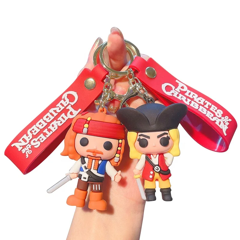 Hot Sale 3D Cartoon Anime Kawaii Q Pirats Keychain Custom Cartoon 3D Pvc Q Pirats Key Chain