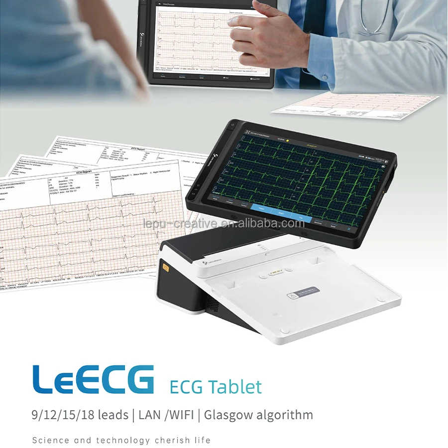 LEPU Hotsale ECG EKG macihne Good Price touch Screen electrocardiograph machine 12 channel touch screen
