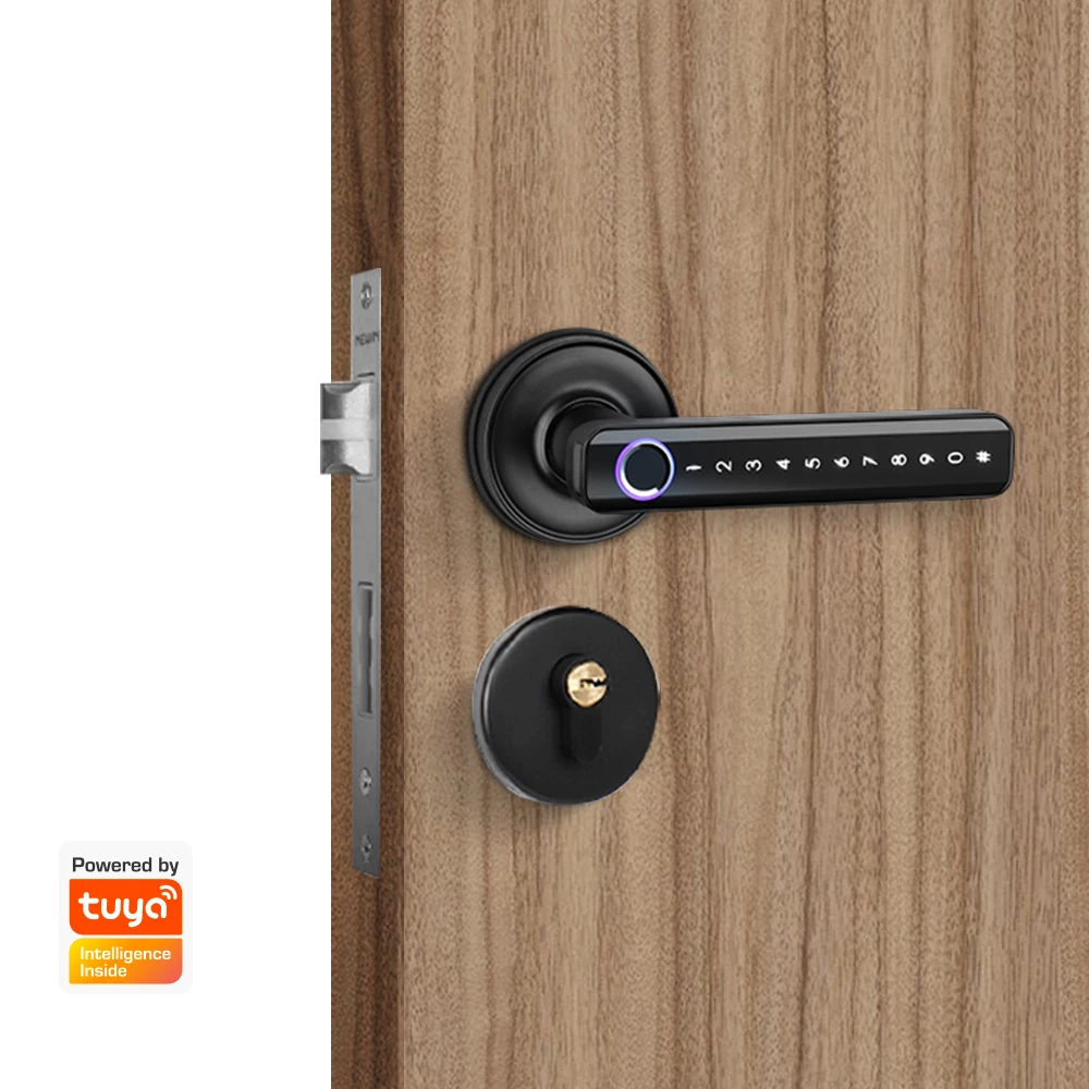 Smartek Waterproof H168 Biometric Door Electronic Remote Control Password Digital Tuya APP Smart Fingerprint Handle Lock