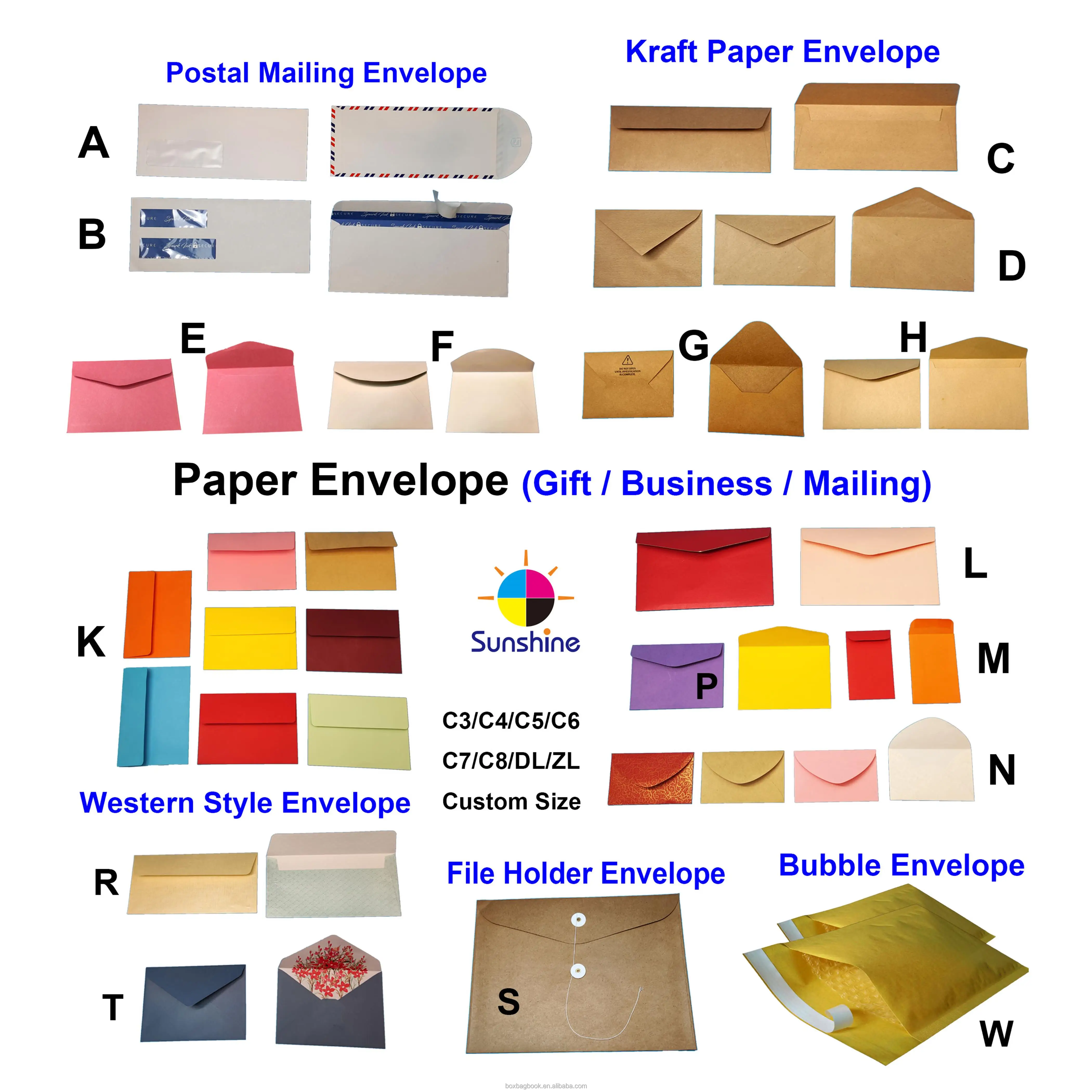 Guangdong China Custom Printing Recycled White Yellow Invitation Packaging Paper Postal Mailing Envelopes With Adhesive Gum Seal