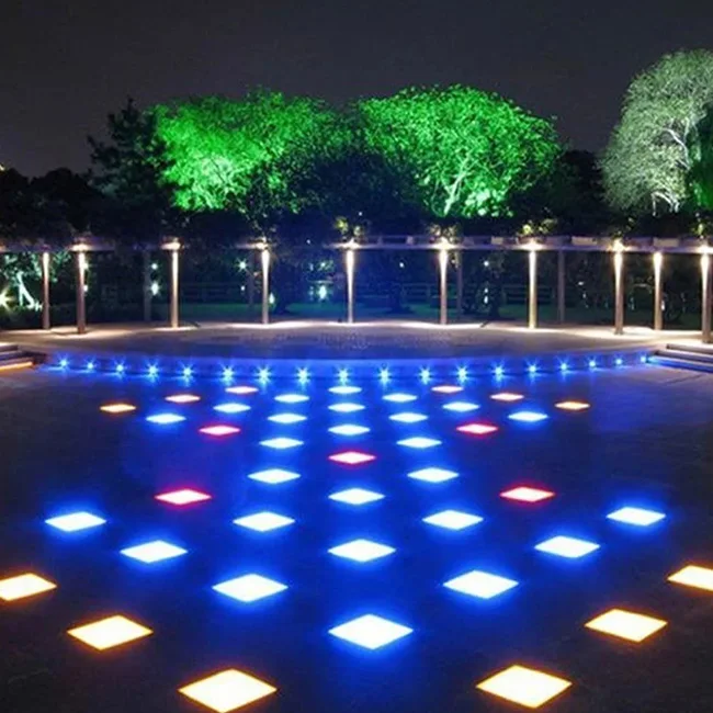 
Outdoor Rgb White Glass Solar Powered Led Ice Brick Light, Waterproof Solar Buried Light 