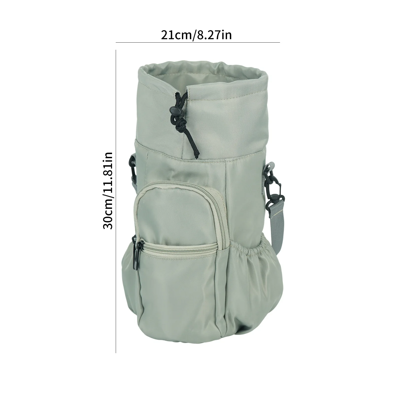 Water Bottle Holder Bag Pouch with Adjustable Strap Cute Silicone Straw Cover Topper Cap with front zipper pocket