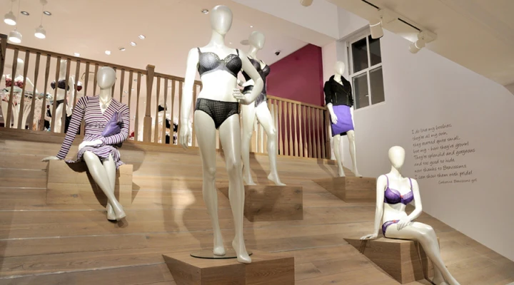 Fashion Lingerie Shop Interior Design Lingerie Display Fixture Decoration Custom Bra Store Metal Floor Stand