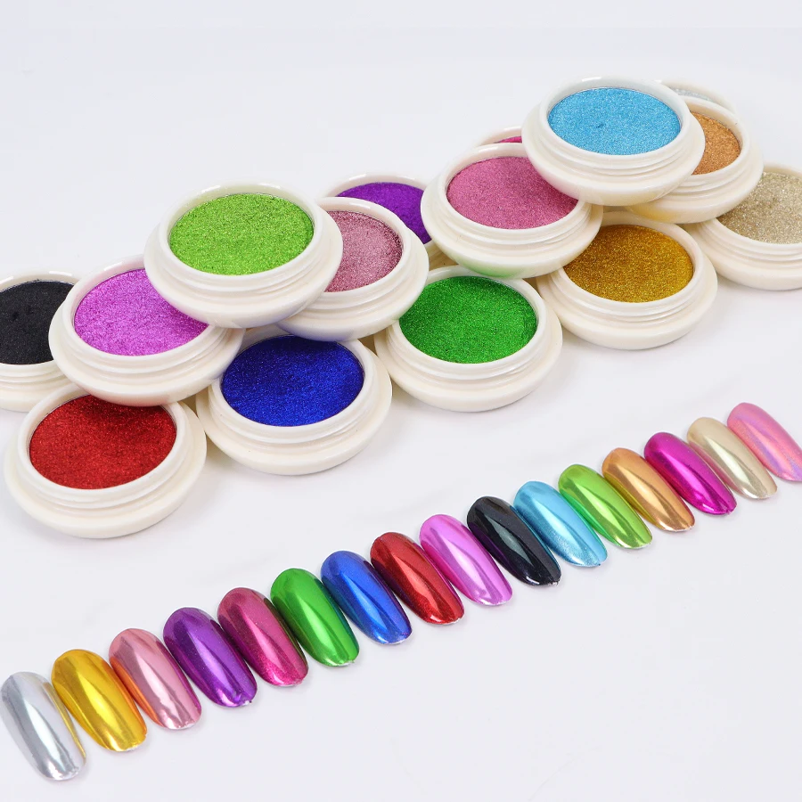 New Design Wholesale Mirror Effect Nail Powder Mermaid Neon Nail Dust Nail Art Pearl Pigment Chrome Magic Mirror Powder