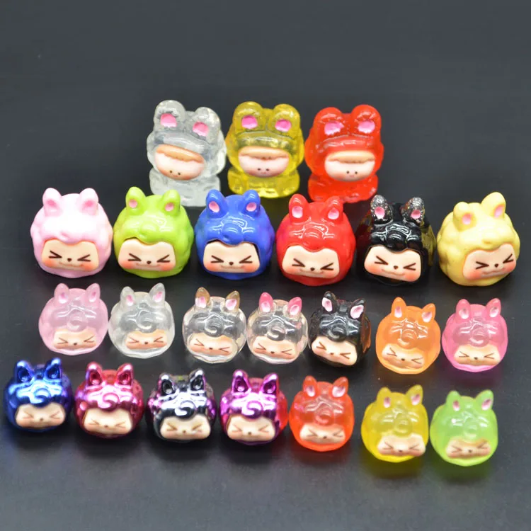 Оптовая продажа Миниатюрная Фигурка кролика из глухой смолы модель люминесцентного мини-сумка для животных светящийся сюрприз игрушка lucky mang dai