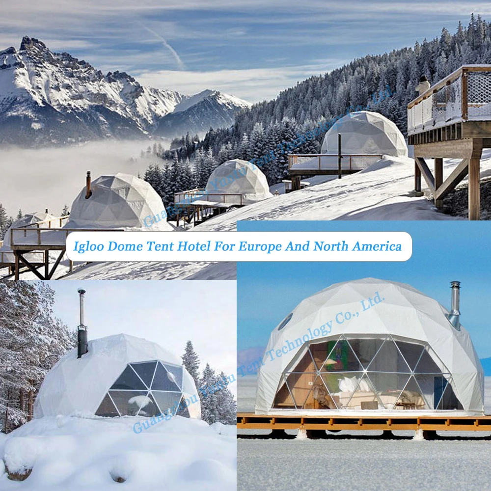 6m Outdoor Hotel Luxury Glamping Geodesic Dome Clear PVC Igloo Tent House With Bathroom