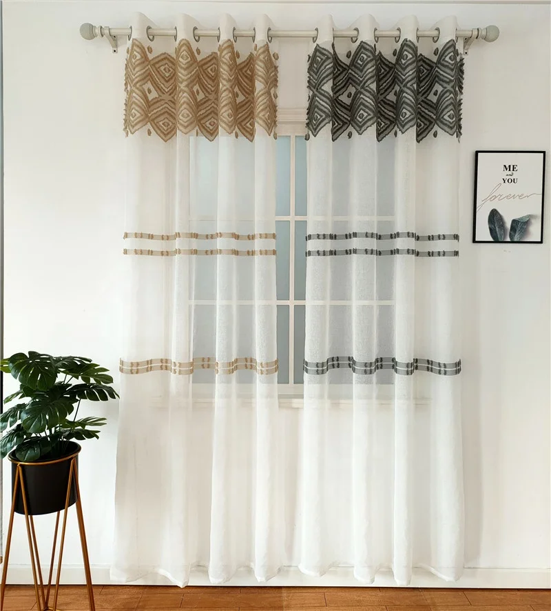 100% полиэстер роскошные современные готовые бежевые нежные геометрические занавески Долли отельные отвесные занавески