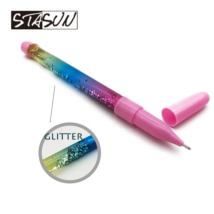 STASUN hot selling Promotional Cute Novelty Plastic Custom Liquid Filled Glitter Floating ball Pen