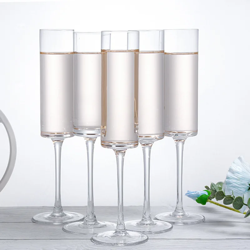 Factory Supply Custom Logo Square Champagne Glasses Flute Sparkling Wine Bubbly Fizz Glasses for Party Wedding Bar