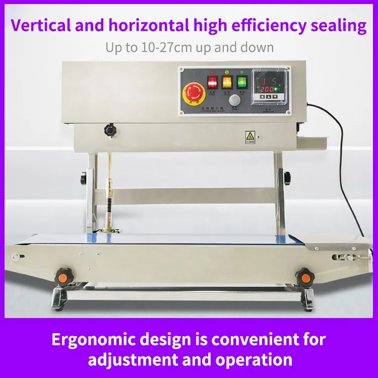 Automatic continuous food aluminum foil paper pouch film packaging heat seal sealer plastic bag sealing machine