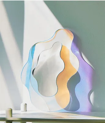 Wavy Mirror Rainbow Frameless Retro Acrylic Irregular Aesthetic Vanity for Bathroom