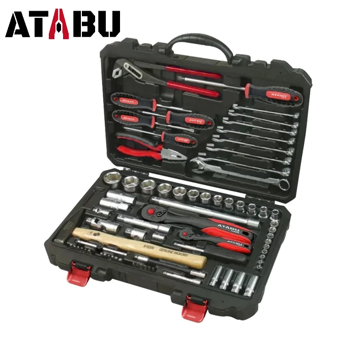 Premium Taiwan ATABU 77Pcs 1 4 1 2 Dr Tool Set with Blow Mold Case Professional Grade Tools for Versatile Applications