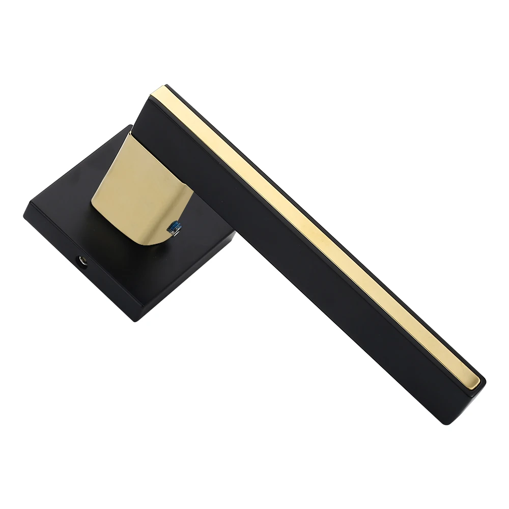 Square Door Handle Euro Profile Cylinder Escutcheon Contemporary Matte Black Door Handle Lock Set