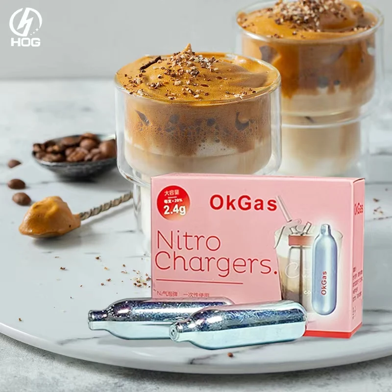 USA Stock Food Grade Aluminum Nitrogen Cartridges N2 Charger Cartridge 50 Pack For Nitro Cold Brew Coffee Dispenser