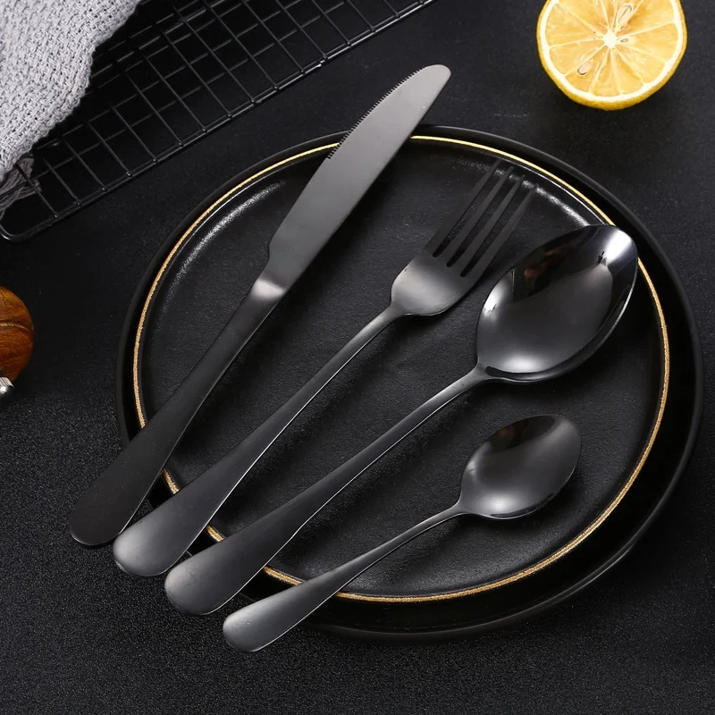 4 piece stainless steel cutlery , elegant and shiny gold flatware