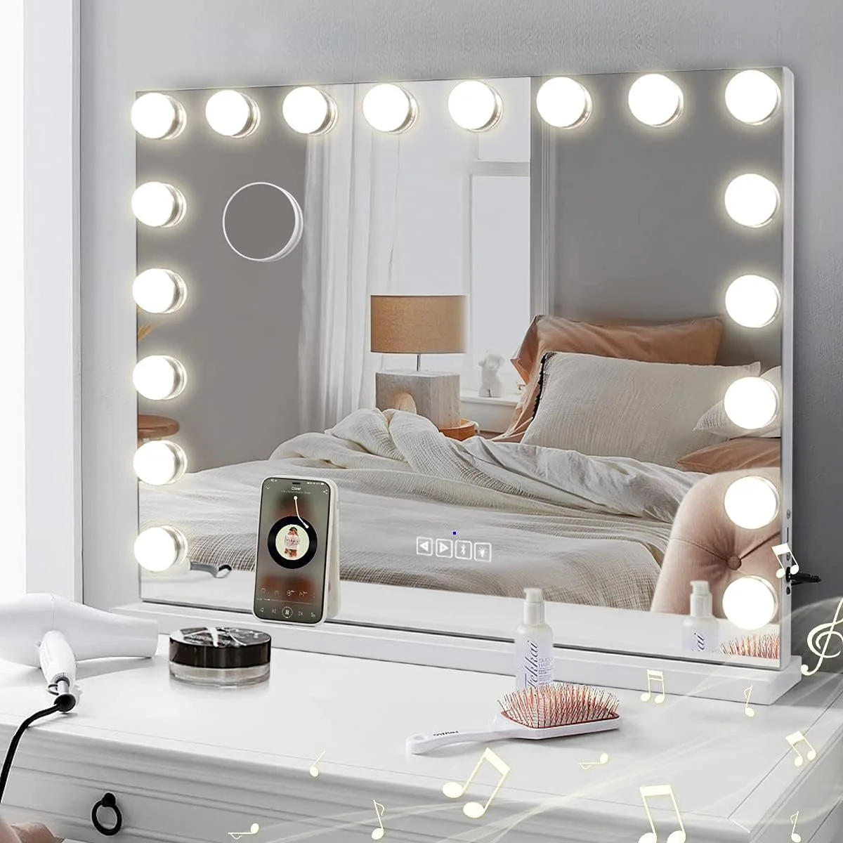 Table Mirror Wholesale USB Supply Dresser Table Large Standing Vanity LED Lighted Makeup Mirror Hollywood Mirror