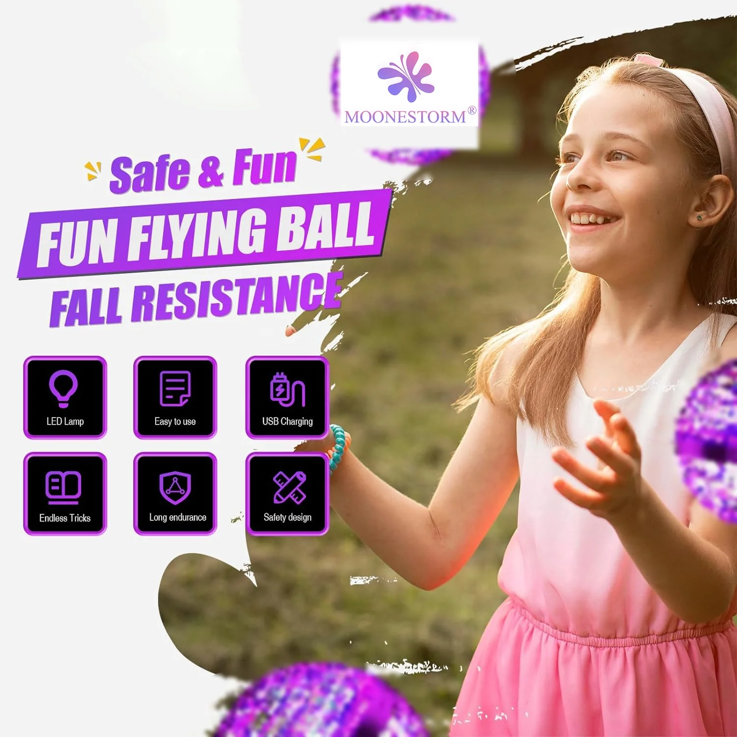 Hot Sell Flying Ball Boomerang with LED Lights 360 Degree Rotating UFO Mini Drone Toy Magic Flying Orb Ball