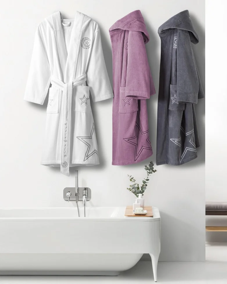 
Оптовая продажа, роскошный белый халат с вышивкой и логотипом, женский розовый халат для сна 