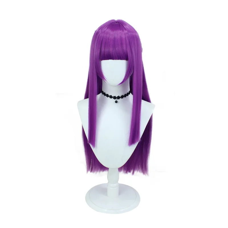 Heat Resistant Synthetic Hair Halloween Wigs Anime Cosplay Women 80cm Purple Straight Wig
