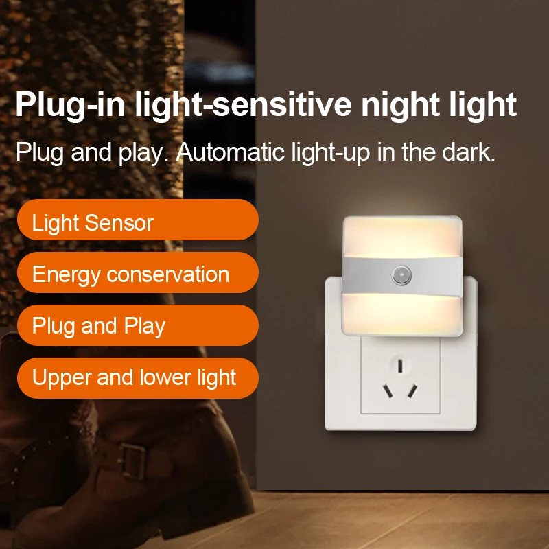 US Plug in Wall Socket  Motion Sensor Night Light AC160V 0.4W Automatically Light on PIR Motion detector Light