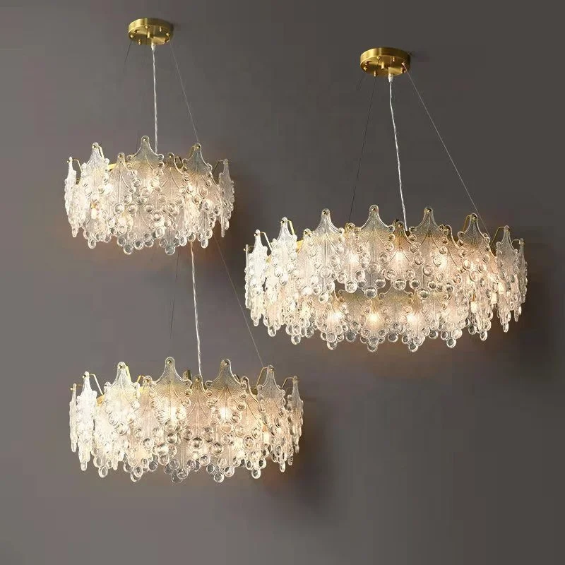 Стеклянный подвесной светильник роскошная спальня ресторан гостиничная вилла прозрачные листья новая современная люстра