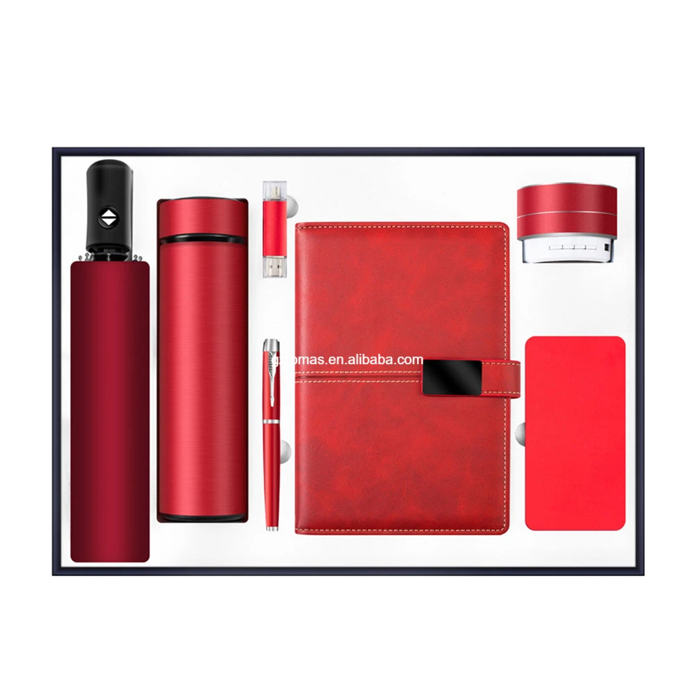 Leather Journal Hardcover Custom Logo Printing Notebook With Pen And Temperature Display Vacuum Flask Valentines Gifts