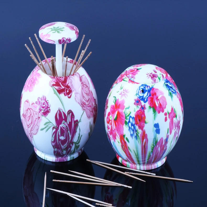
Automatic pink flower pattern kitchen ABS plastic toothpick holder 