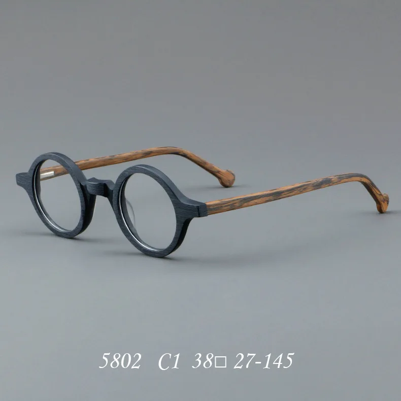 Wholesale Hot Selling Vintage Eyeglasses China Wooden Round Optical Glasses Acetate Eyewear 2024