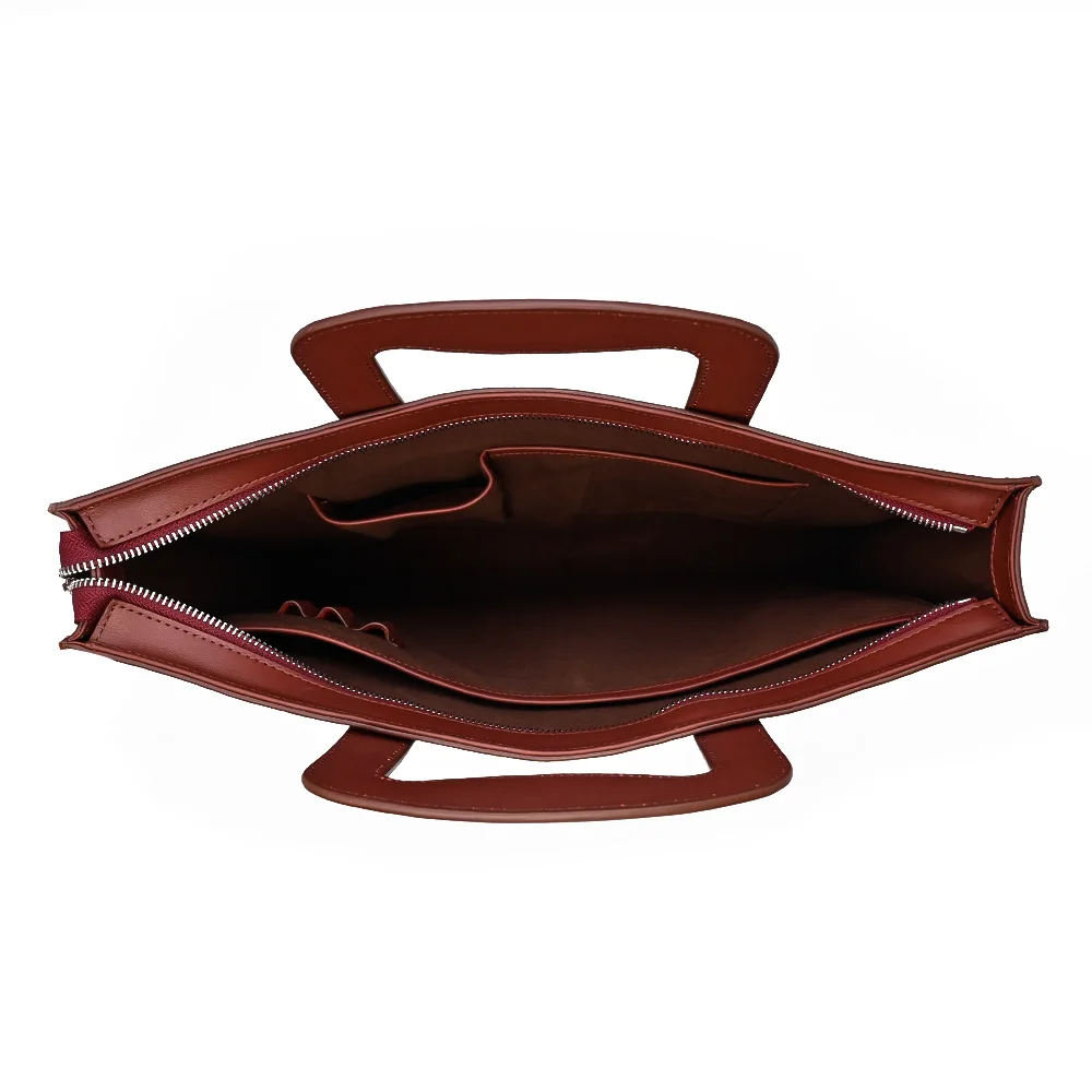 customize new arrival brown genuine real cowhide leather slim men laptop bag business briefcase for men