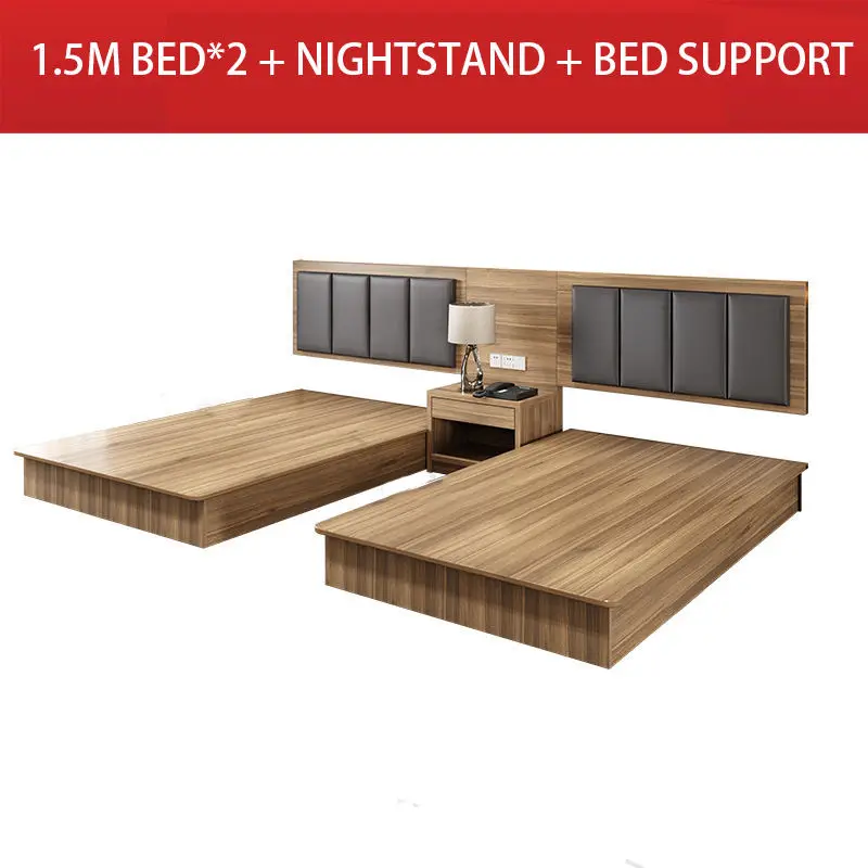 Hotel Hotel Accommodation Double Bed Single Bed Full Furniture Apartment Rental Room Furniture Set Bedroom Set Wood Modern