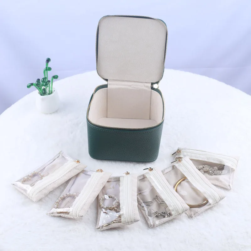 6 in 1 Travel Leather Jewelry Packaging Box Organizer for Necklace Earrings Display Jewelry Holder Custom
