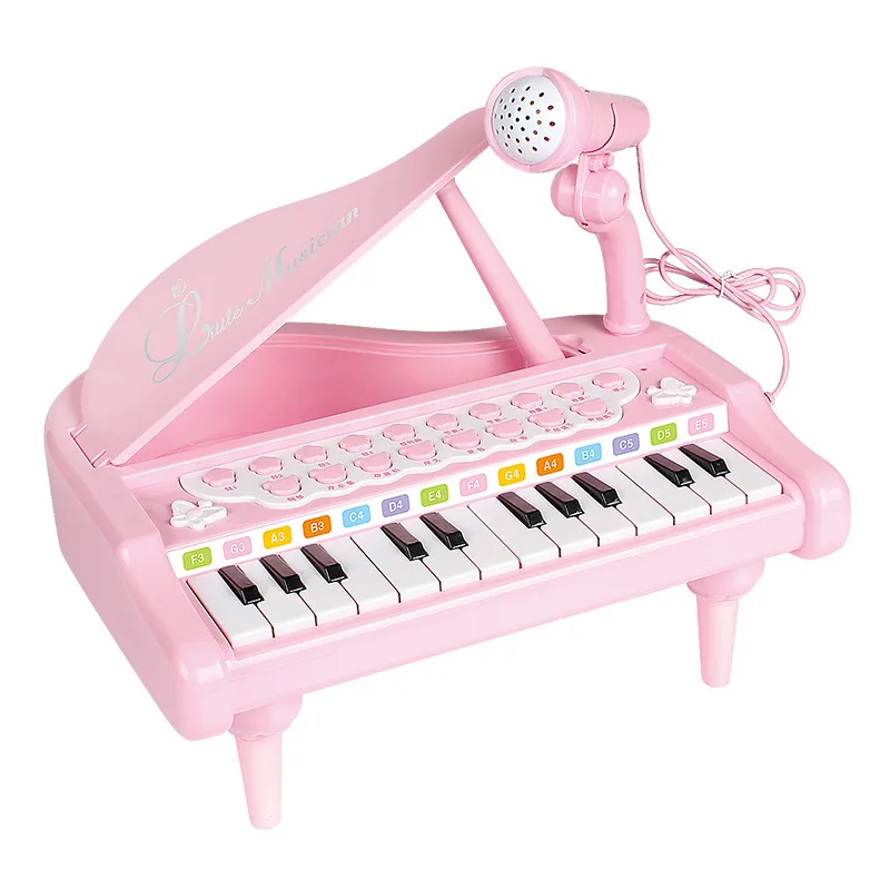 Hot Sale Portable 24 keys keyboard piano toy for kids musical instruments electronic organ with microphone light teaching aids