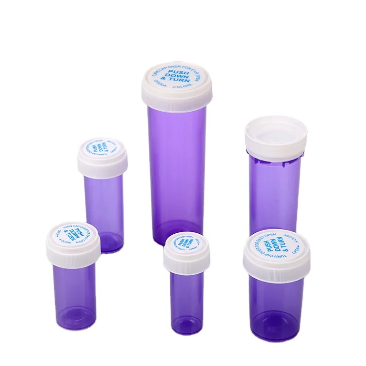 30ml 50ml 60ml 80ml 120ml 160ml 240ml colorful pharmaceutical plastic prescription bottles reversible cap vial for pill