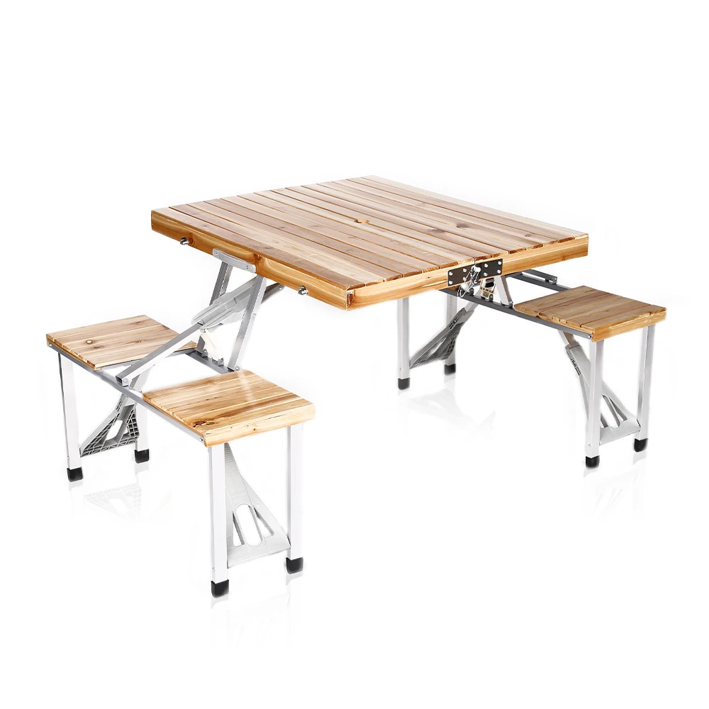 Портативный пластиковый деревянный складной стол для пикника и кемпинга и деревянный стул