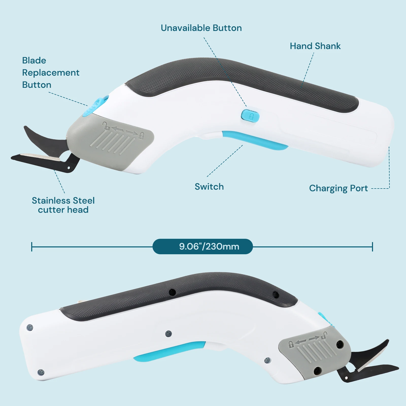 Multifunctional Electric Scissors Lithium Battery Cutter Portable Cordless Fabric Cutting Electric Textile Scissors