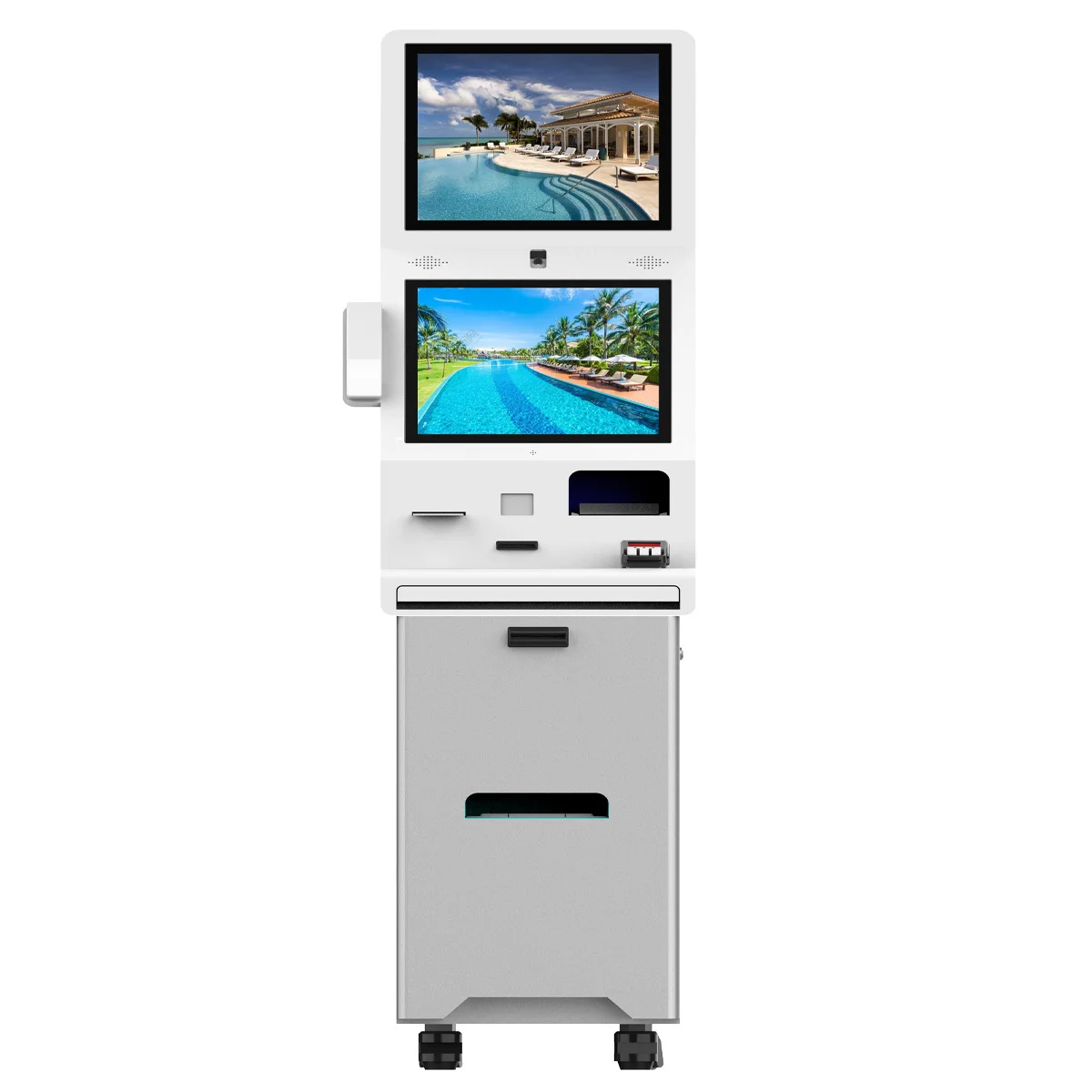 Custom floor standing self-service terminal hotel key card dispenser kiosk hotel kiosk self check-in queue system kiosk