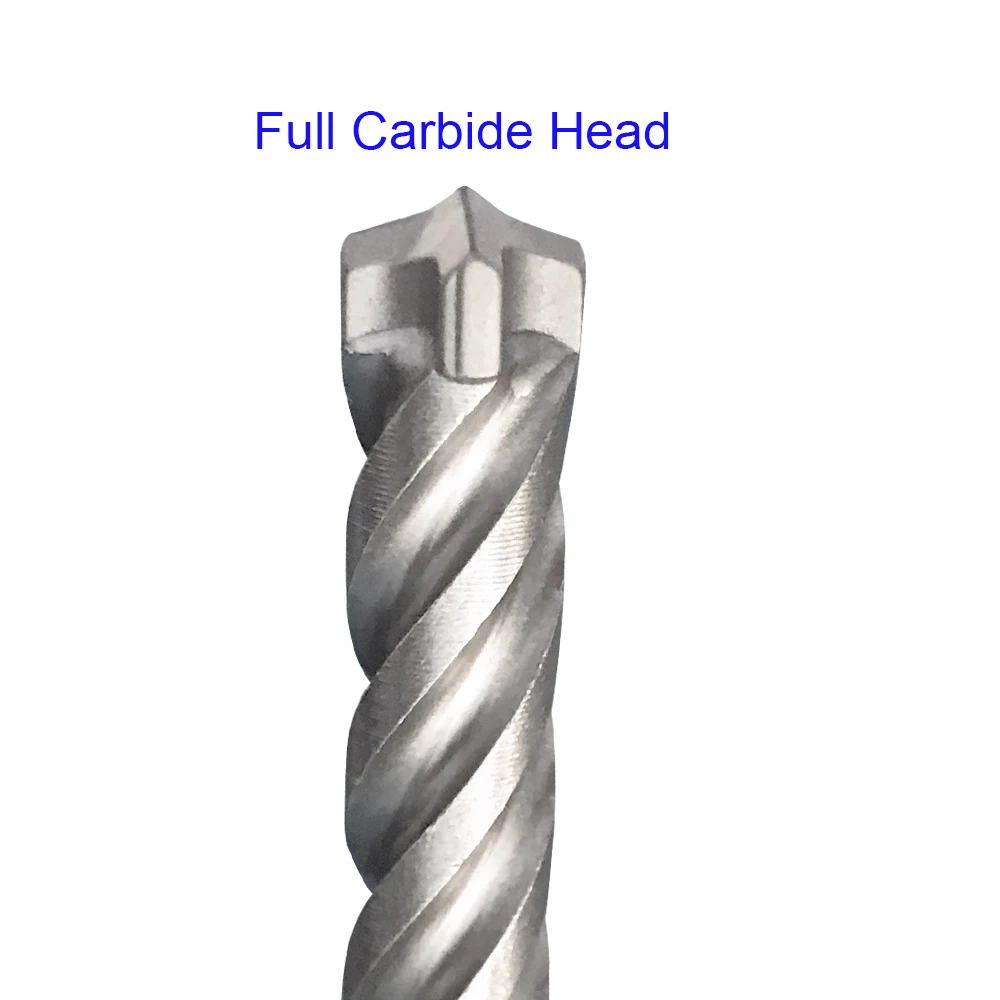 Full Carbide Head 4 Cutters Brocas S4 Flute Concrete SDS Plus Hammer Drill Bit for Granite Stone