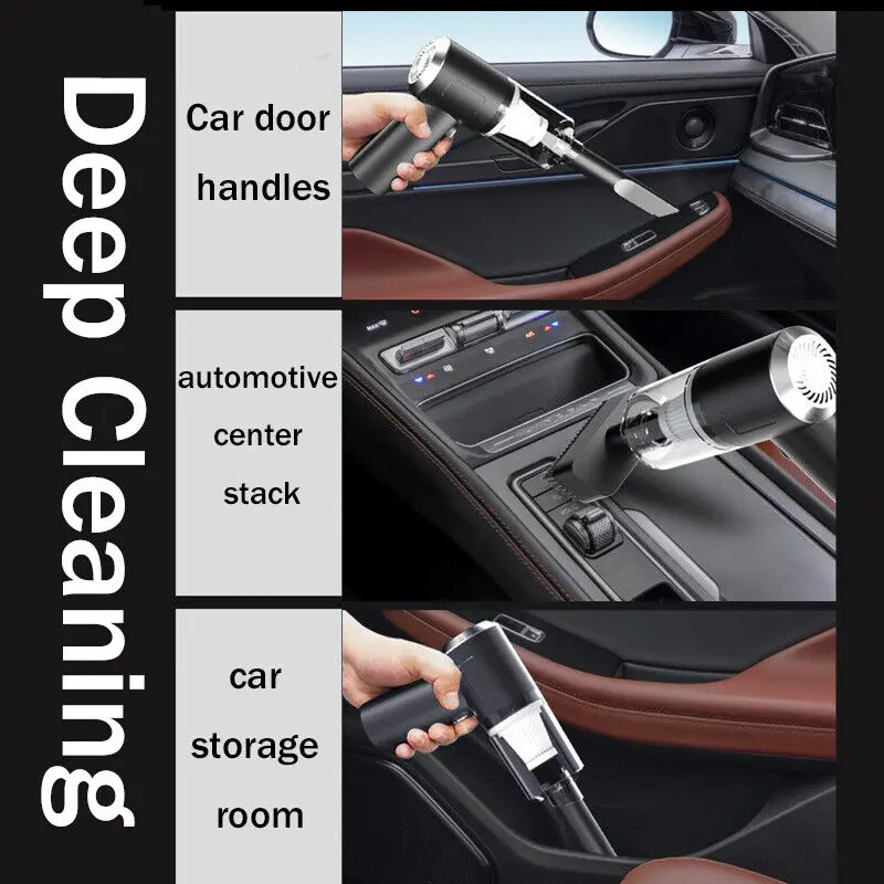 3000PA   Compact Wireless Mini Cordless Car Vacuum Cleaner Handy Portable Handheld Vacuum for Outdoor Use Battery-Powered
