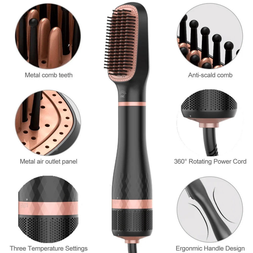 New Multi-function heat air comb 2 In 1 Negative Ion Hair Dryer Brush Professional Electric ceramic Hot Air styler Brush