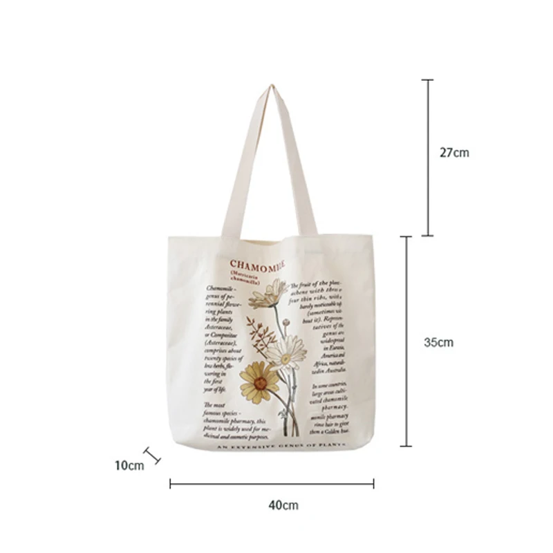 Wholesale flower printing women tote bags shoulder custom zipper canvas bag