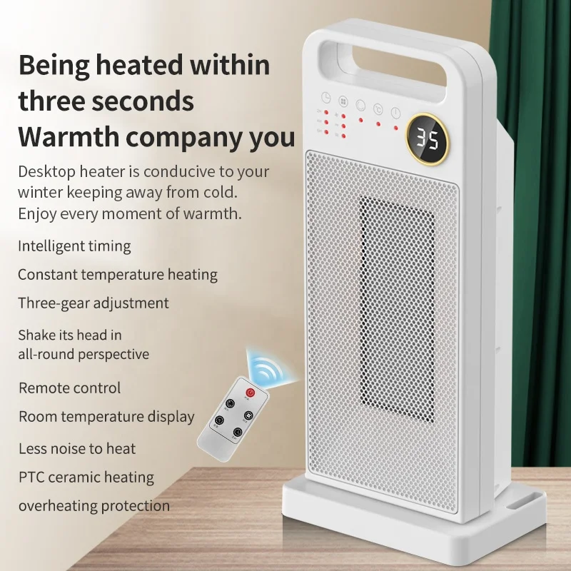 2000W Cross Border Remote Control Fan Desktop Heater,Three Gear adjustment Heating,Electric Hair dryer oven, Warm Hot Air Blower