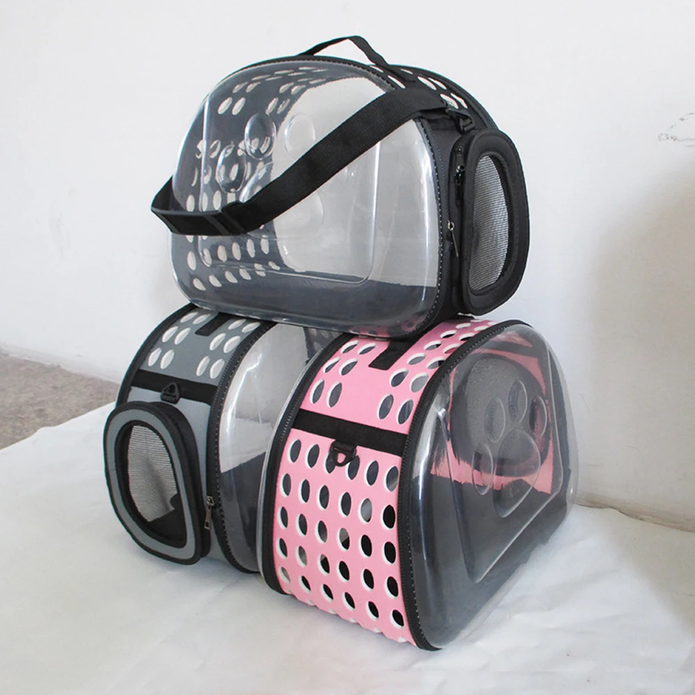 Wholesale large capacity crossbody pet bag Breathable portable pet bag Cat backpack folding transparent cat bag