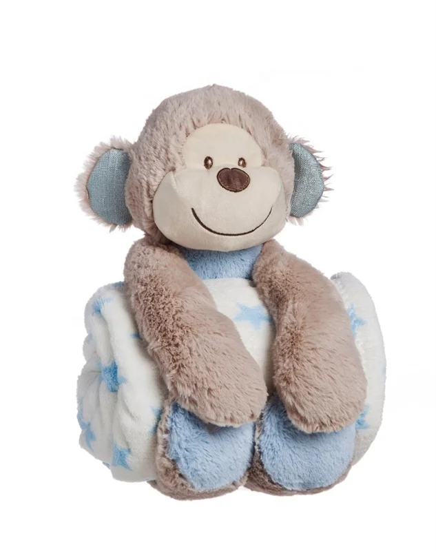 Super soft baby blanket monkey Rabbit Elephant Bear stuffed animal toys plush and pillow kids coral fleece Travel blankets