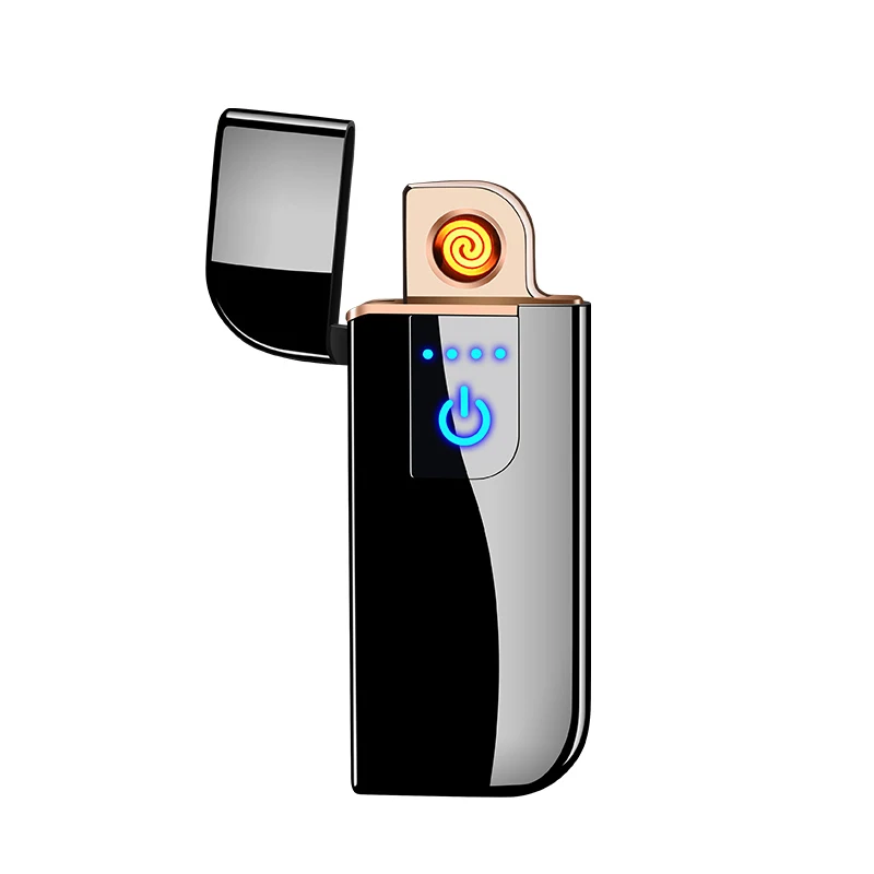 Лидер продаж ультратонкая перезаряжаемая USB-зажигалка с сенсорным датчиком отпечатков пальцев. Беспламенная