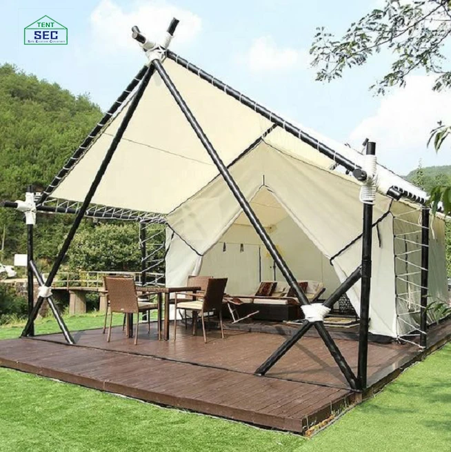 Factory Outdoor hotel desert resort tent steel frame glamping luxury Safari tents with bathroom