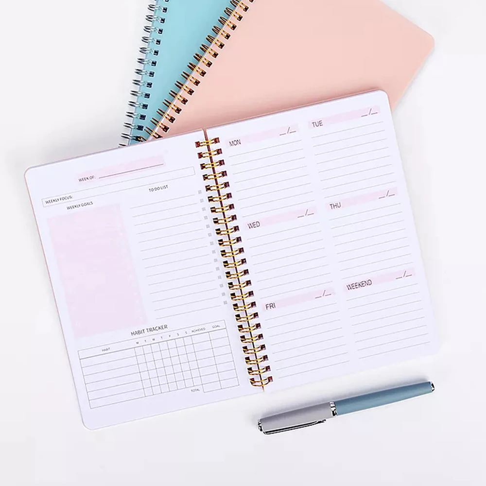 2022 2023 Cheap Printed dotted Daily Weekly Monthly luxury hardcover school Planner and Spiral custom notebooks