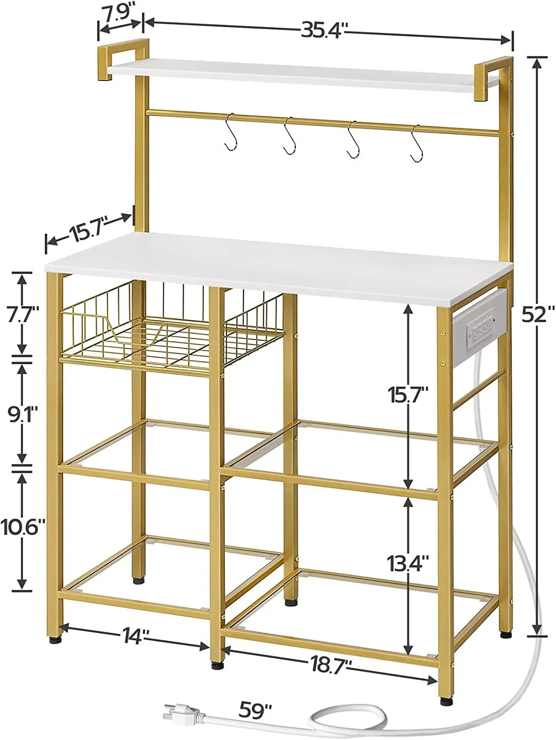 Multi-purpose bedroom furniture kitchen furniture toughened glass bread rack with 4 s-hook